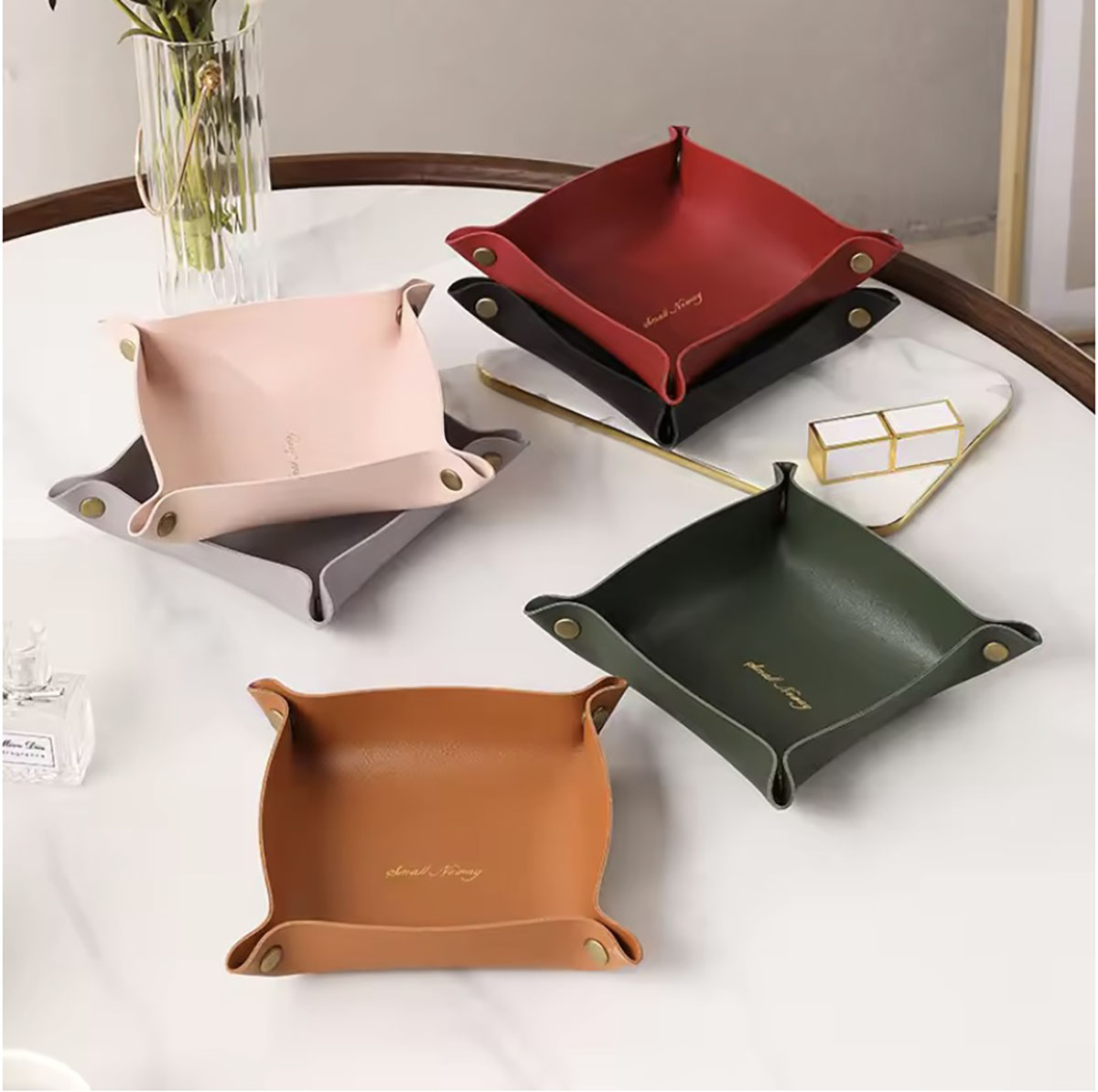 Women Accessories Organizer - Plateau de rangement en cuir de