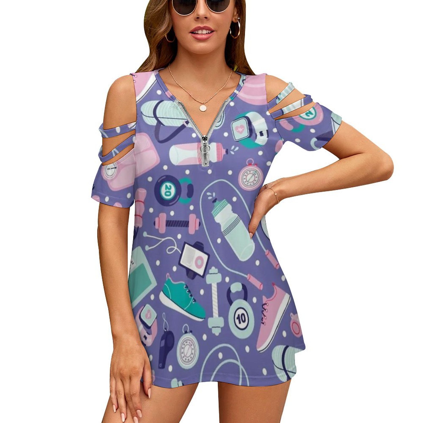 Women Accessories Vector - T-shirt à manches courtes et col