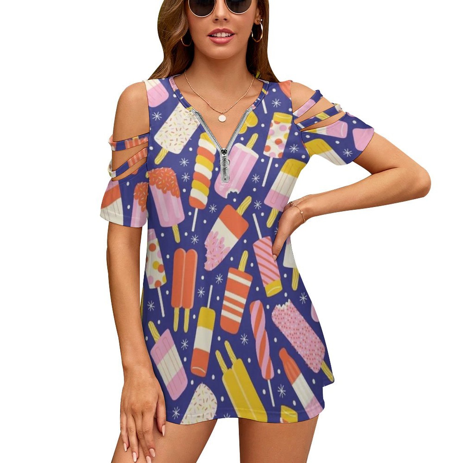 Women Accessories Vector - Popsfurniture-Chemise à manches courtes pour femme,