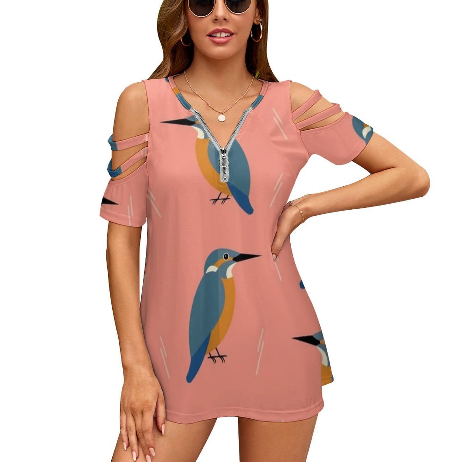Women Accessories Vector - Kingfishers Everywhere-Chemise à manches courtes pour