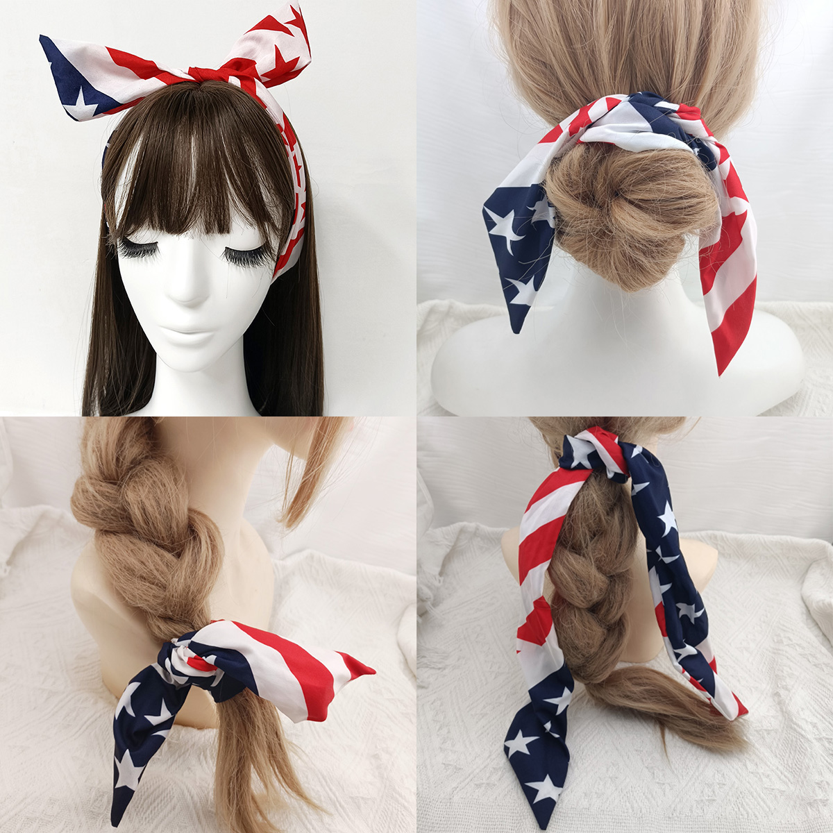 Women Accessories Usa - 1 PCS Chouchous pour cheveux drapeau