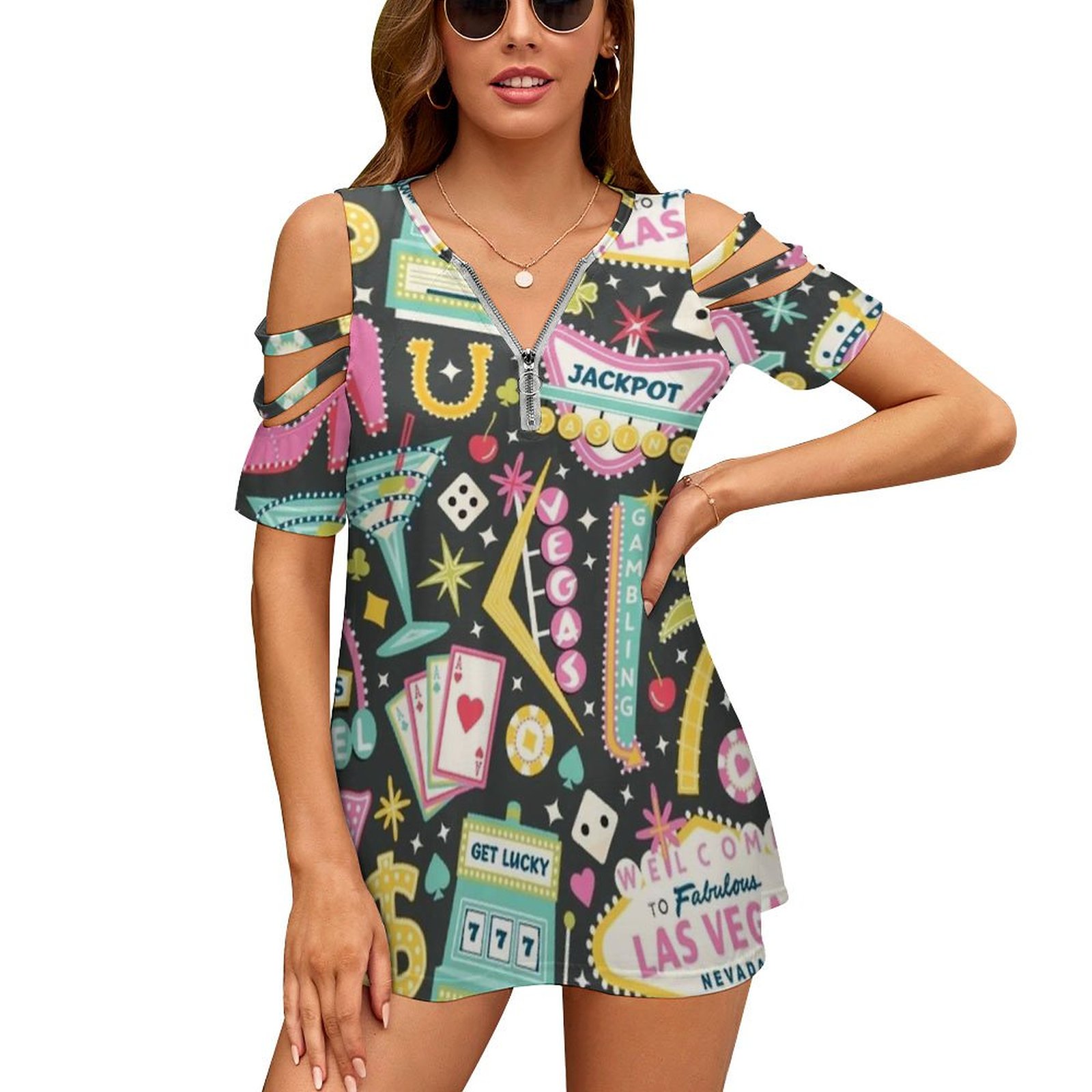 Women Accessories Vector - Viva Las Vegas-T-shirt à imprimé floral