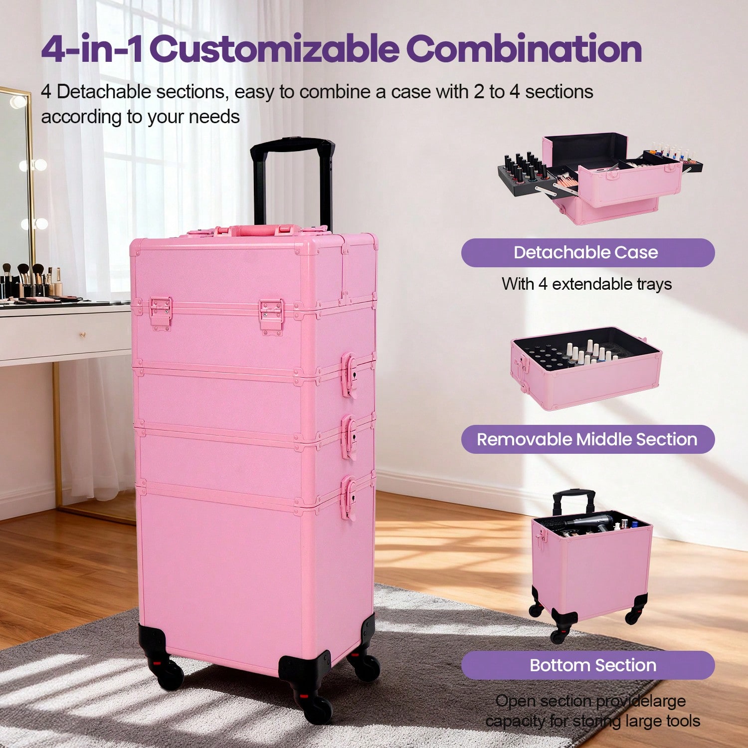 Valise de maquillage à roulett - Women Accessories Organizer avis et prix