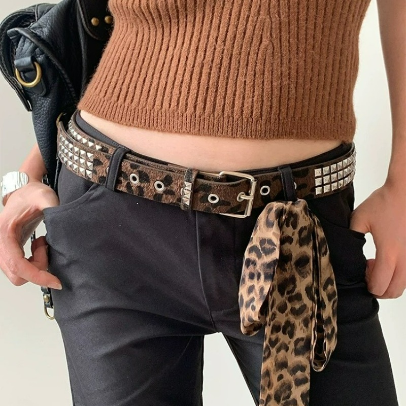 Ceinture Y2K à rivets léopard, - Women'S Jeans Accessories Chain avis et prix