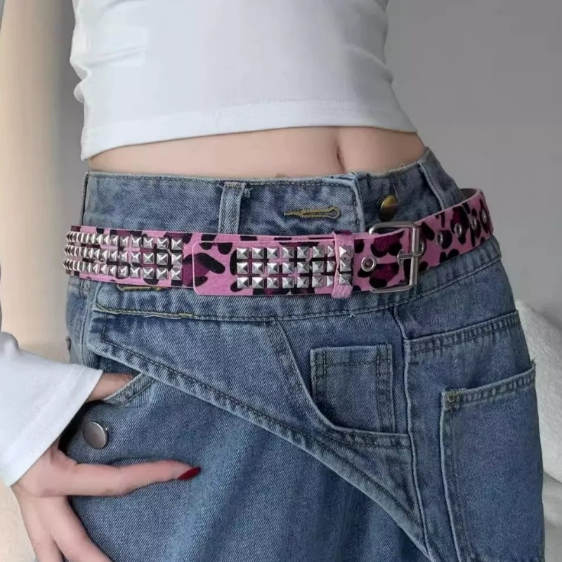 Ceinture Y2K à rivets léopard, - Women'S Jeans Accessories Chain avis et prix